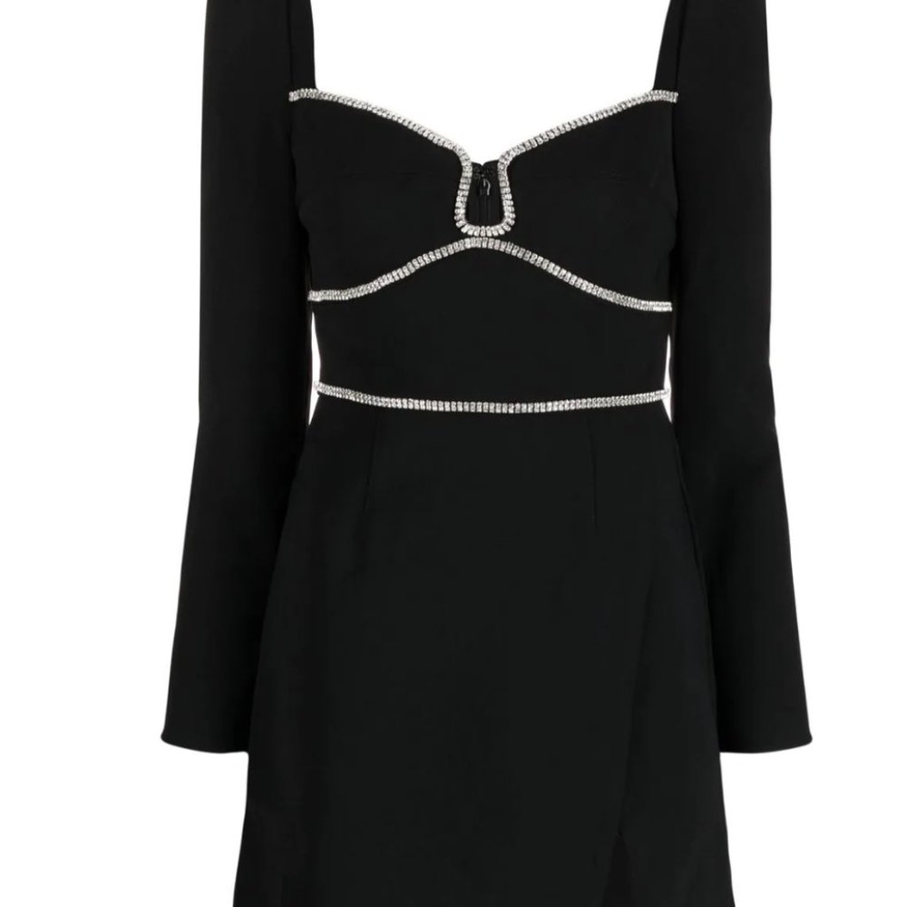 Self-Portrait diamanté-trim minidress black size US4 =UK8